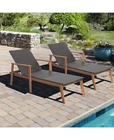 Inolait Sugift Patio Rattan Lounge Chair with 4-Position Adjustable Backrest