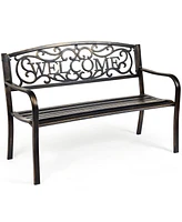 Sugift Garden Bench with Elegant Bronze Finish and Durable Metal Frame