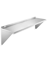 Kutler 14" x 48" Stainless Steel Shelf, Nsf Commercial Wall Mount Shelving w/ Backsplash, Floating Metal Mounted Shelves for Restaurant, Kitchen, Home