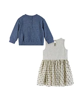 Andy & Evan Baby Girls Navy Terry Sweatshirt Dress Set