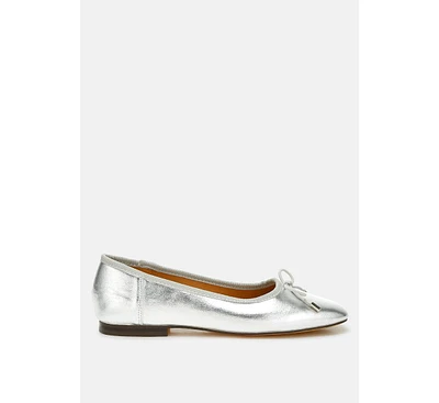 Primrose Metallic Pleather Bow Ballerinas