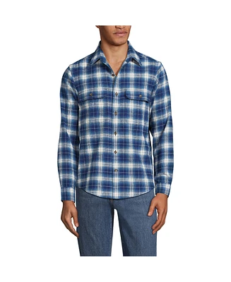 Lands' End Men's Long Sleeve Woven Waffle Work Shirt