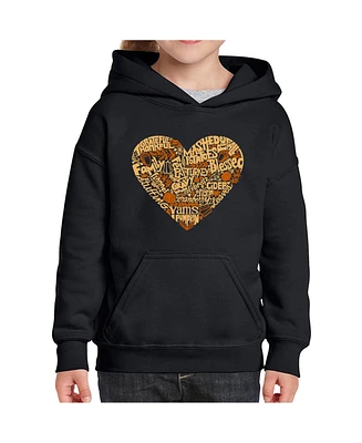 La Pop Art Girls Thanksgiving Heart Word Hooded Sweatshirt