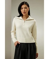 Relaxed Fit Wool-Cashmere Blend Sweater for Women