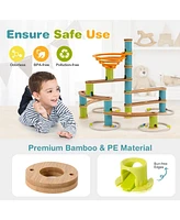 Sugift Bamboo Build Run Toy with Marbles for Kids Over 4