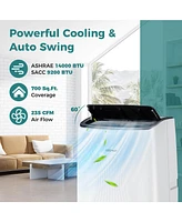 Costway 9200 Btu(14000 Btu Ashrae) Portable Air Conditioner with Heat Smart WiFi Enabled Home Ac Unit