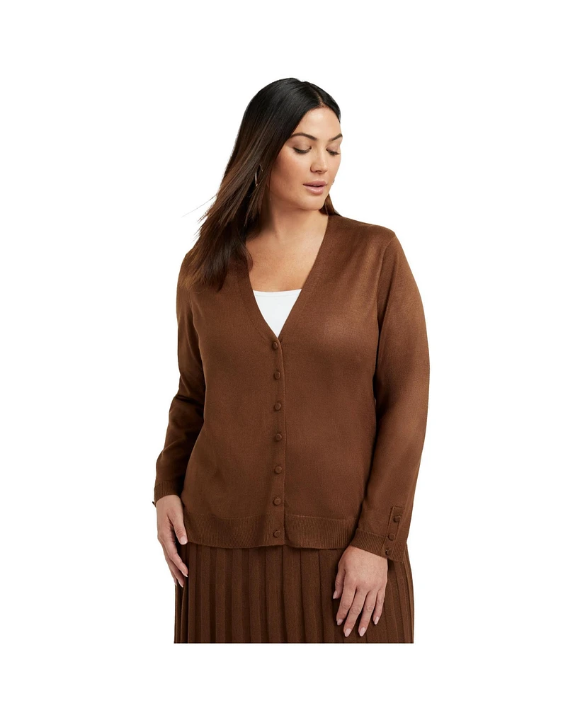 June + Vie Women's Button-Sleeve Cardigan