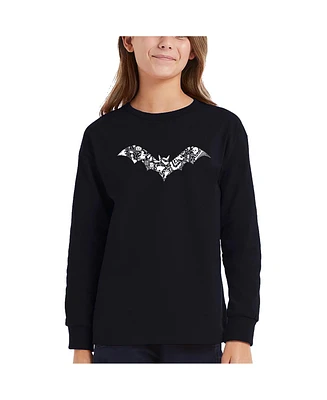 La Pop Art Girls Bat Pics Word Long Sleeve T-Shirt