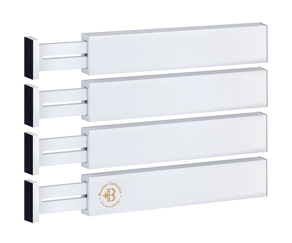 4 Pack Drawer Dividers Bamboo 2.6" High, 16-22" Adjustable Organizers, Expandable Dresser Separators Bedroom/Kitchen/Office