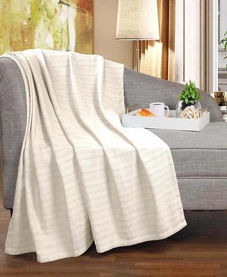 Superior Clara Cotton Textured Striped Lightweight Woven Throw, 50" x 60"