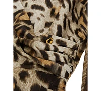 Guess Women's Marion Animal-Print Wrap Mini Dress