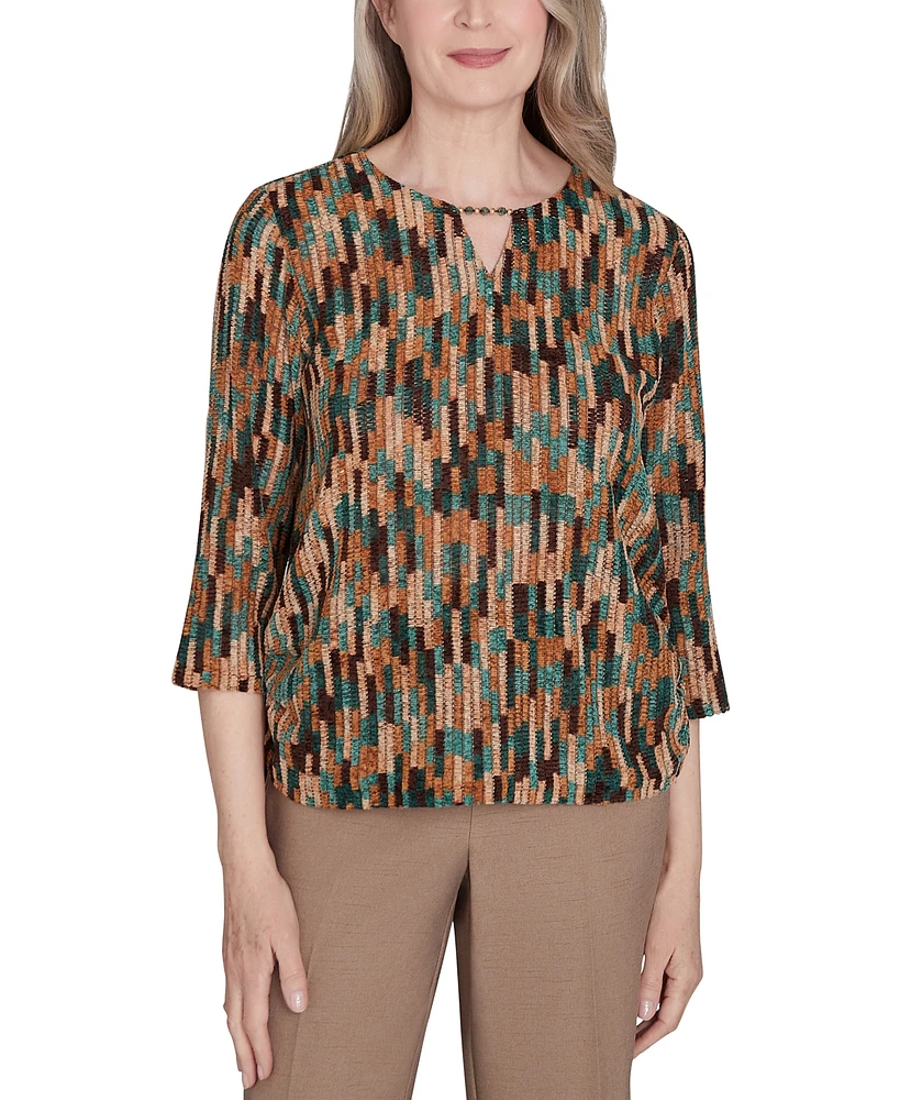 Alfred Dunner Petite Chenille Vertical Texture Top