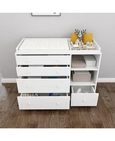 Famapy 5-Drawers White Wood Kids Changing Table Dresser Chest of Drawers