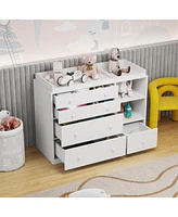 Famapy 5-Drawers White Wood Kids Changing Table Dresser Chest of Drawers