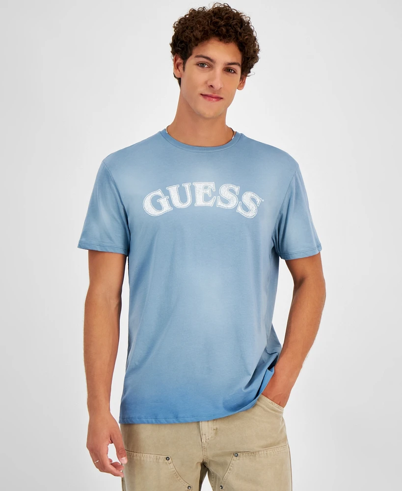 Guess Men's Short Sleeve Arched Logo Crewneck T-Shirt