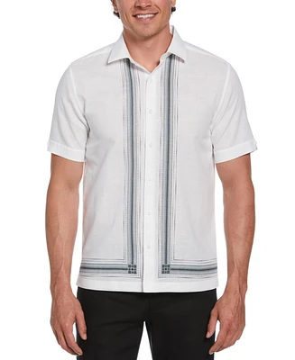 Cubavera Men's Short Sleeve Button-Front L-Shaped Pattern Shirt