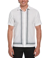 Cubavera Men's Short Sleeve Button-Front L-Shaped Pattern Shirt