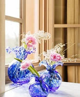 Vietri Hibiscus Glass Cobalt Tortoiseshell Fluted Vase