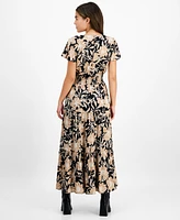 Tinsel Petite Print Short-Sleeve Maxi Dress