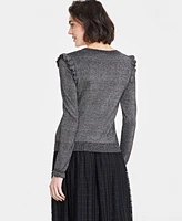 On 34th Women's Ruffle-Trim Crewneck Lurex Sweater, Created for Macy's