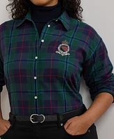 Lauren Ralph Plus Plaid Crest Shirt