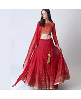 Raas Women's Red Sequins Lehenga Choli