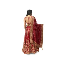 Raas Women's Red Hand Embroidered Bridal Lehenga Choli Set