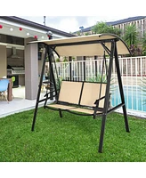 Vebreda 2 Person Patio Swing with Weather Resistant Glider and Adjustable Canopy