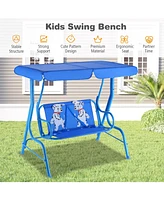 Sugift Outdoor Kids Patio Swing Bench with Canopy 2 Seats