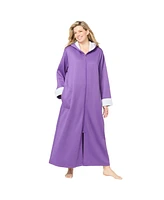 Dreams & Co. Plus Sherpa-Lined Long Hooded Robe