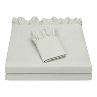 Chanasya Premium Ruffle Sheet Set - Shabby Chic Double Brushed Soft Ruffled Hem Solid Microfiber Fitted Sheet, Flat & Pillow Cover