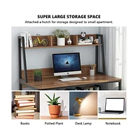 Tribesigns Computer Desk, 47 inch Office Desk with Hutch and Bookshelf, Modern Study Writing Table for Home Office