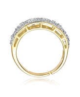Genevive Sterling Silver 14k Gold Plated Cubic Zirconia Pave Band Ring