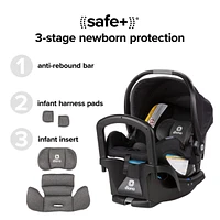 Diono Quantum 4 3-in-1 Travel System with LiteClik30 R SafePlus Infant Car Seat and Base, Gray Slate