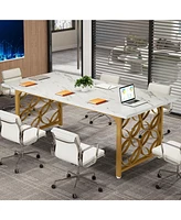 Tribesigns Conference Table for 4-6 People, 62.99" L x 31.49" W Rectangular Meeting Room Table, Seminar Table Boardroom Desk with Sturdy Metal Frame f