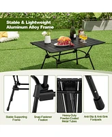 Folding Heavy-Duty Aluminum Camping Table with Carrying Bag
