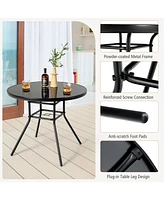 Sugift 34 Inch Patio Dining Table with 1.5 inch Umbrella Hole for Garden