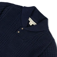 Hope & Henry Baby Boys Organic Long Sleeve Textured Shawl Collar Sweater