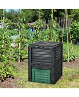 Sugift 80-Gallon Outdoor Composter with Large Openable Lid and Bottom Exit Door