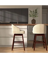 Sugift Set of 2 Swivel Bar Stools with Rubber Wood Legs and Padded Back
