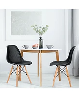 Sugift 2 Pieces Modern Plastic Hollow Chair Set with Wood Leg