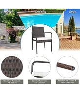 4 Pieces Outdoor Patio Rattan Dining Chairs Cushioned Sofa