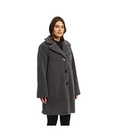 Ellen Tracy Women's Sherpa Teddy Coat With Notch Collar