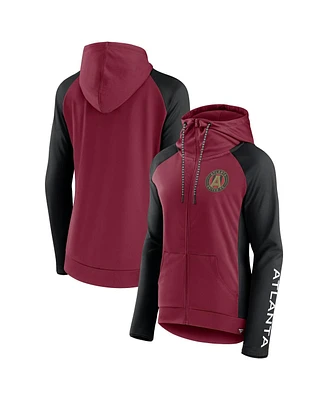 Fanatics Women's Red/Black Atlanta United Fc Iconic Raglan Full-Zip Hoodie