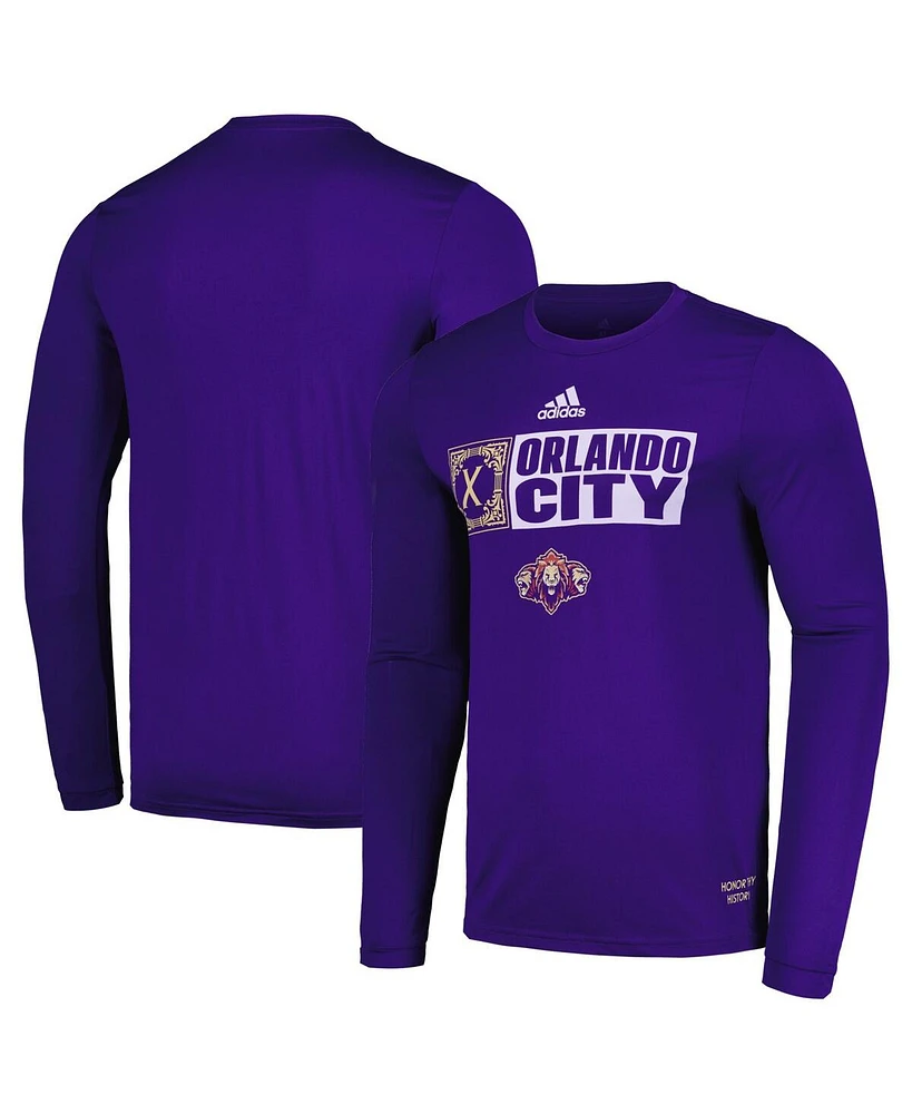 Adidas Men's Purple Orlando City Sc 2024 Jersey Hook Aeroready Long Sleeve T-Shirt