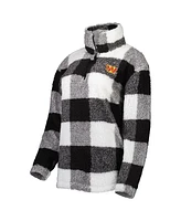 G-iii 4Her by Carl Banks Women's Black Washington Commanders Sherpa Plaid Quarter-Zip Jacket