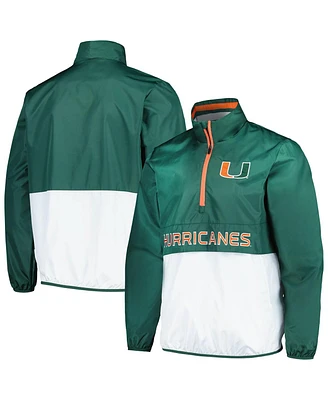 G-iii Sports by Carl Banks Men's Green Miami Hurricanes Cornerman Half-Zip Top