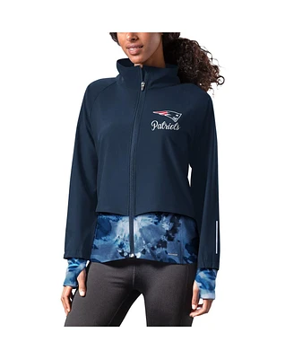 Msx by Michael Strahan Women's Navy New England Patriots Grace Raglan Full-Zip Running Jacket