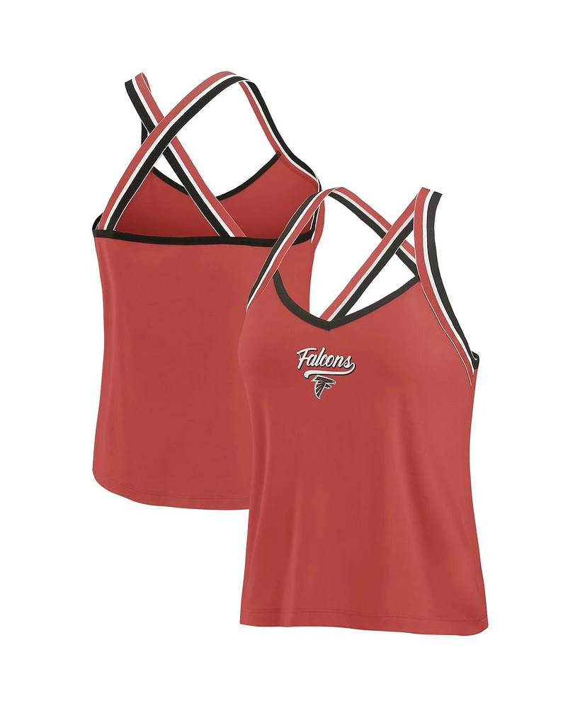 Wear by Erin Andrews Women's Red Atlanta Falcons Cross Strap Tri-Blend Tank Top