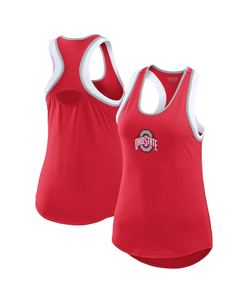 Wear by Erin Andrews Women's Scarlet Ohio State Buckeyes Open Hole Razorback Tank Top